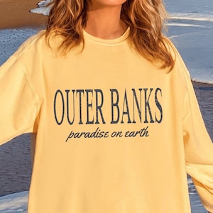 Outer Banks North Carolina Beach Crewneck Sweatshirt Gift, Comfort Colors® Pullover Souvenir