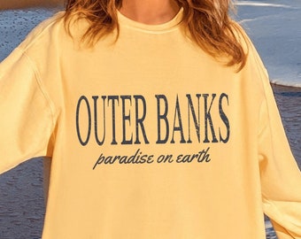 Outer Banks North Carolina Beach Crewneck Sweatshirt Gift, Comfort Colors® Pullover Souvenir