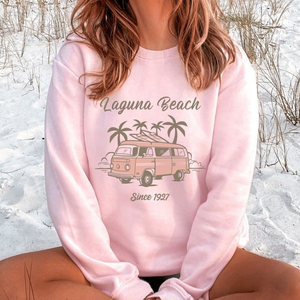 Laguna Beach Sweatshirt, California Beach Shirt, Womens Laguna Beach California Surfer Shirt, Spring Break Crewneck, Beach Pullover
