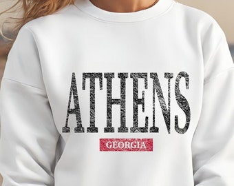 Sudadera Atenas Georgia, Camisa Georgia, Regalos Georgia, Cuello redondo del día del juego, Jersey Georgia