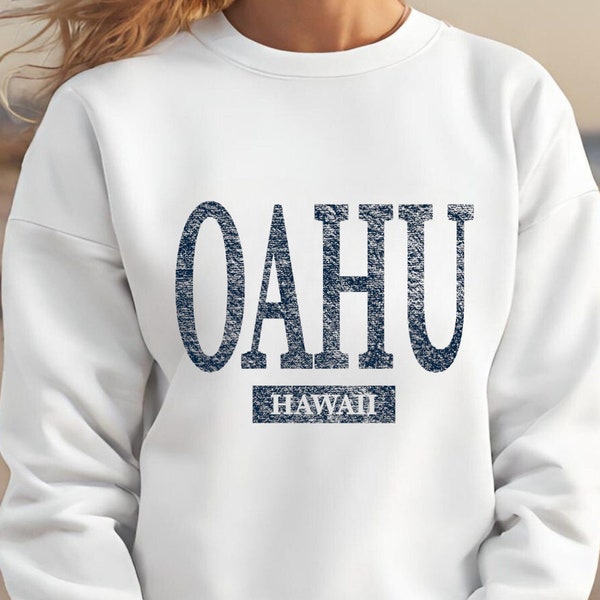Oahu Hawaii Beach Sweatshirt, Womens Unisex Hawaii Crewneck Shirt Gift
