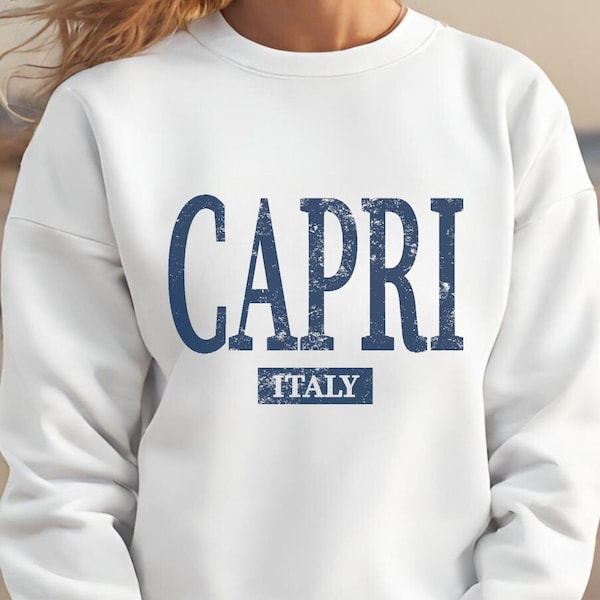 Unisex Capri Italy Beach Crewneck Sweatshirt, Womens Pullover Souvenir Gifts