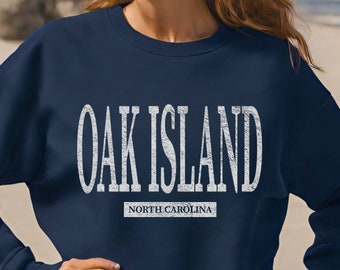 North Carolina Beach Sweatshirt, Womens Oak Island Beach Crewneck, Carolina Gifts, Oversized Beach Pullover