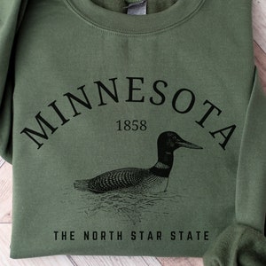 Minnesota Loon Crewneck Sweatshirt, State Hiking Pullover Gift