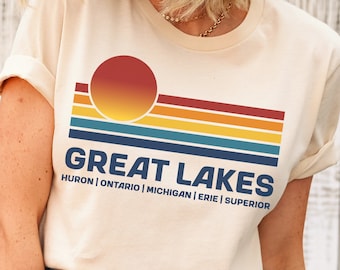 Great Lakes Sunset T-Shirt: Retro Lake Michigan Tee