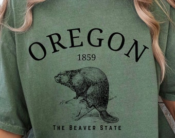 オレゴンビーバーTシャツ、PNWハイキング旅行お土産Tシャツ