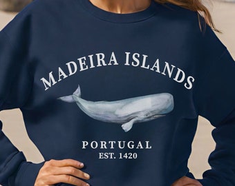 Portugal Whale Womens Sweatshirt, Madeira Islands Crewneck Pullover Gift