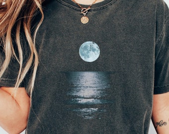 Moon Ocean Reflection Shirt, Celestial Beach Night Tee