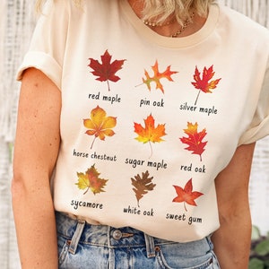 Fall Leaves Tshirt, Unisex Autumn Leaves Tee Shirts