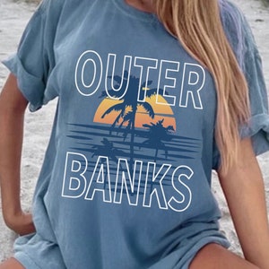 Outer Banks Shirt, North Caroliona Beach Tshirt Unisex Palm Trees Gift Souvenir, Comfort Colors Beach Shirt