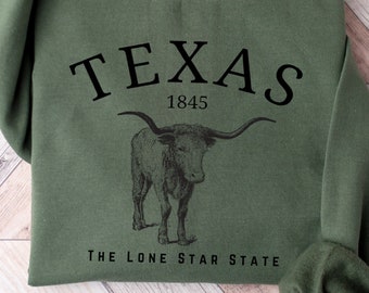 Texas Lone Star State Sweatshirt, Longhorn Western Crewneck