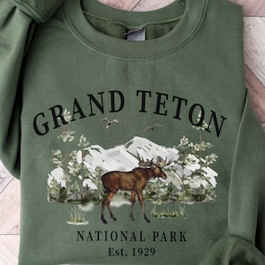 Grand Teton National Park Elch Sweatshirt, Wyoming Rundhals Unisex Pullover Shirt Geschenk