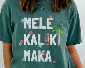 Maglietta regalo Mele Kalikimaka, spiaggia natalizia tropicale hawaiana