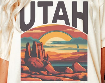 T-shirt met afbeelding van de nationale parken van Utah, woestijnavontuur-T-shirt, cadeau voor een reis naar het zuidwesten.