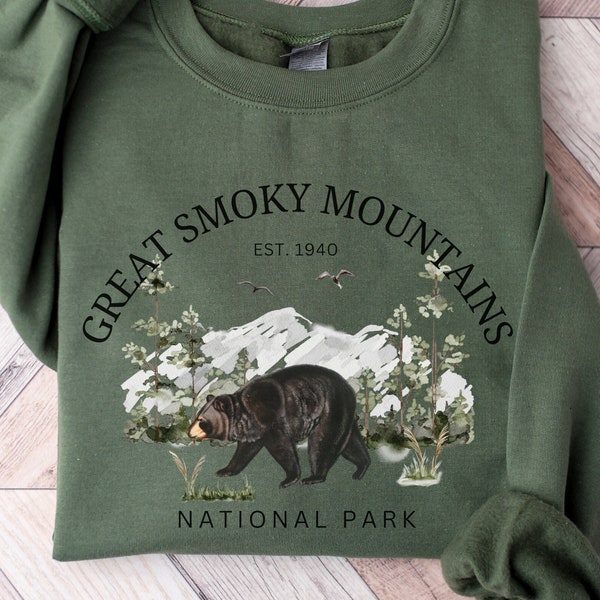 Great Smoky Mountains National Park Crewneck Sweatshirt, Unisex Tennessee Hiking Pullover Gift