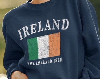 Ireland Flag Sweatshirt, Dublin Travel Souvenir Crewneck