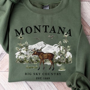 Unisex Montana Big Sky Country Moose Crewneck Sweatshirt, Montana Pullover Gift