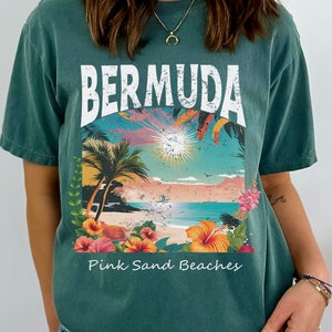 Maglietta grafica Bermuda, maglietta regalo con fiori floreali