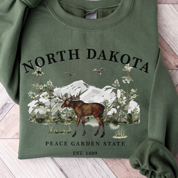 Unisex North Dakota Moose Crewneck Sweatshirt Pullover Gift