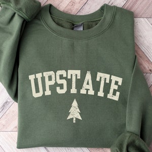 Upstate Crewneck Sweatshirt, Womens New York Pullover Souvenir Gifts
