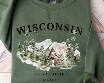Sudadera de cuello redondo del estado de Wisconsin Badger, recuerdo de viaje