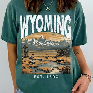 Wyoming Buffalo Graphic Tshirt, Bison Gift Tee