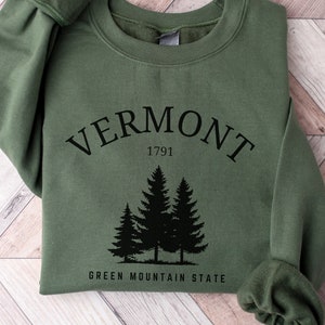 Unisex Vermont Green Mountain State Crewneck Sweatshirt, Vermont Shirt for Women Pullover Gifts