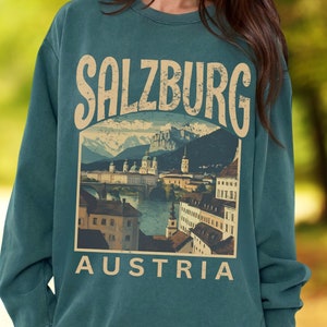 Salzburg Austria Crewneck Sweatshirt Gift, Comfort Colors Pullover Souvenir