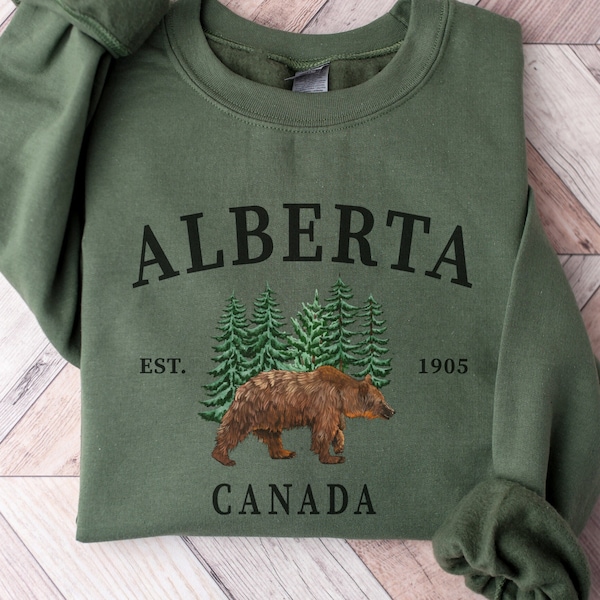 Canada Sweatshirt, Alberta Canada Crewneck, Canadees shirt, Canada Grizzly Bear Pullover, Canada Gift, Canada Souvenir