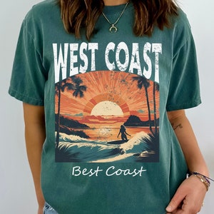 Maglietta regalo West Coast Best Coast Beach, maglietta retrò California