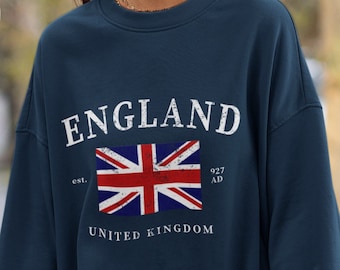 England Crewneck Sweatshirt, Unisex United Kingdom Flag Gift, London Pullover Souvenir