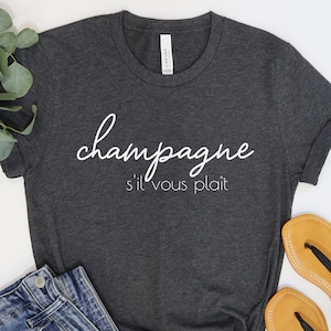 Womens Champagne Lover Please Tshirt, Girls Brunch S&#39;il Vous Plait Tee Shirt