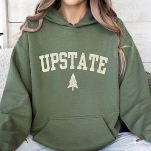 Upstate NY Hooded Sweatshirt, Womens New York Hoodie Pullover Souvenir Gifts