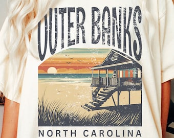 Retro Outer Banks Tshirt Beach Gift, North Carolina Tee