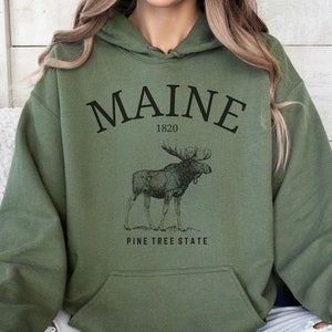 Unisex Maine Moose Kapuzen-Sweatshirt, Pine Tree State