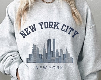 Unisex New York City Rundhals-Sweatshirt, Damen NYC Geschenk Skyline Pullover