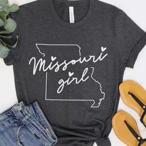 Missouri Girl Tee Shirt, Womens Small Town State Pride Tshirt