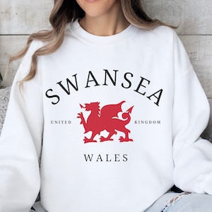 Unisex Swansea Wales Sweatshirt, United Kingdom Crewneck Pullover Gift