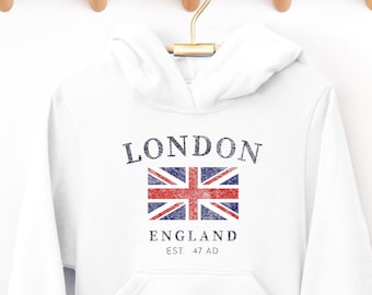 Kids London England UK Hoodie Sweatshirt, Youth Vacation Pullover