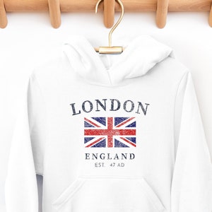 Kids London England UK Hoodie Sweatshirt, Youth Vacation Pullover