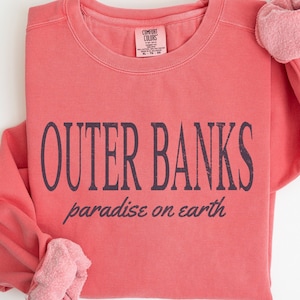Outer Banks North Carolina Beach Crewneck Sweatshirt Gift, Unisex Comfort Colors Pullover Souvenir