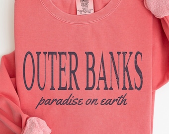 Outer Banks North Carolina Beach Crewneck Sweatshirt, Comfort Colors Travel Souvenir