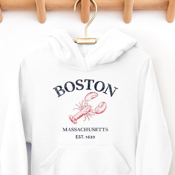 Kids Boston Massachusetts Hoodie Sweatshirt, Youth Vacation Pullover