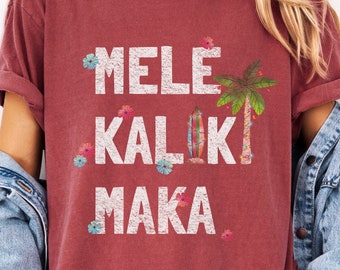 Maglietta regalo Mele Kalikimaka, spiaggia natalizia tropicale hawaiana