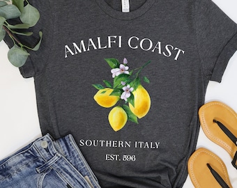 Amalfikusten citronskjorta, Positano Italien estetisk t-shirt, Medelhavsresesouvenir