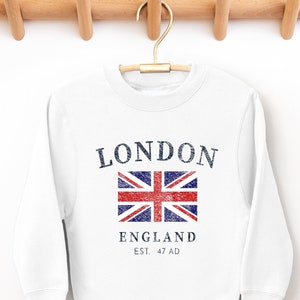 Kids London England UK Crewneck Sweatshirt, Youth Vacation Pullover