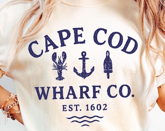 Cape Cod Wharf Co Comfort Colors Tshirt, Coastal Fishing Tee