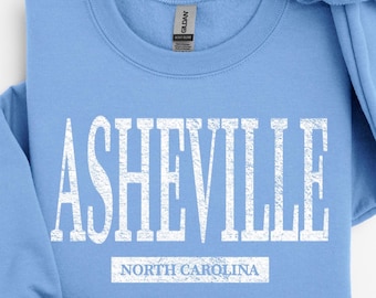 Asheville North Carolina Crewneck Sweatshirt, Blue Ridge Travel Souvenir