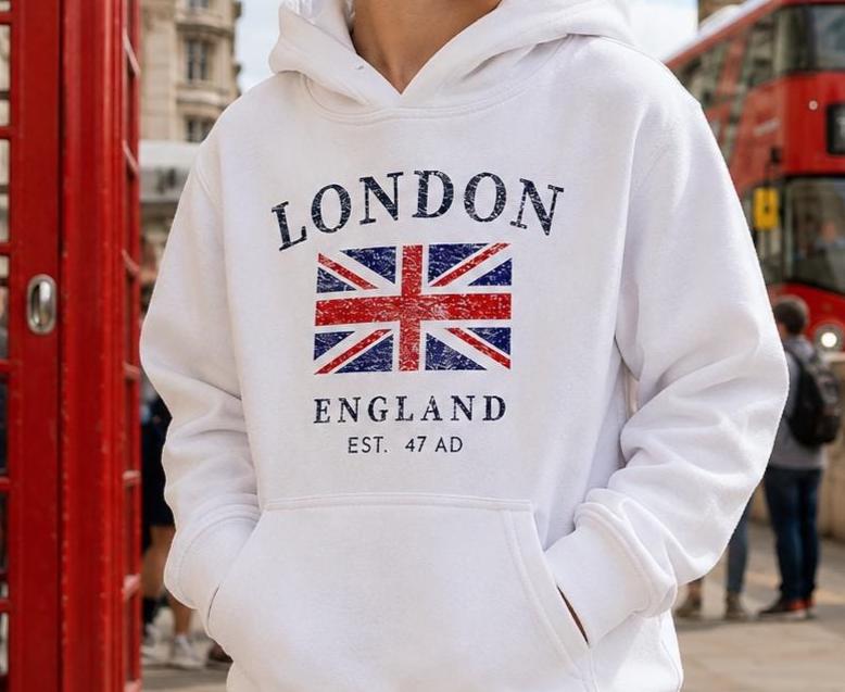 Kids London England Hoodie, Youth UK Travel Sweatshirt