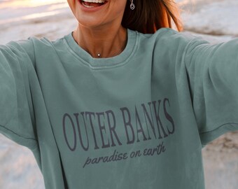 Felpa girocollo da spiaggia Outer Banks North Carolina, idea regalo, pullover unisex Comfort Colors, souvenir